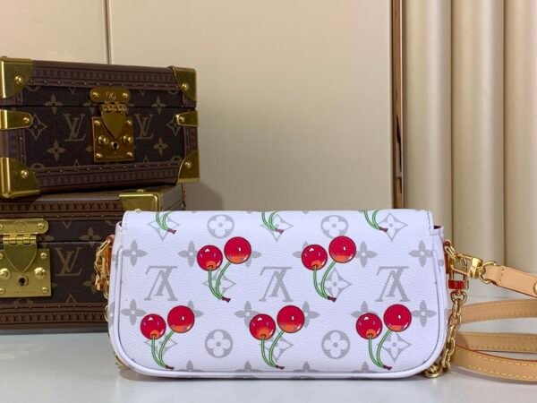 【LV x TM WALLET ON CHAIN IVY 手袋】M14239 白色/樱桃