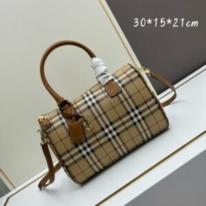 （Burberry）经典复古格纹波士顿手提包（通勤枕头包）